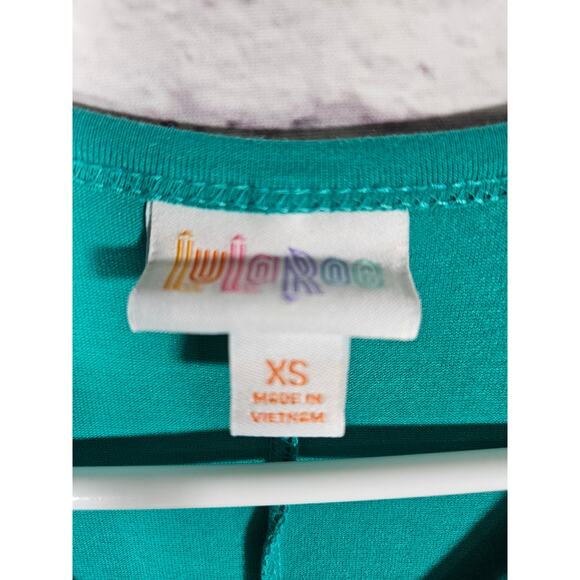 LulaRoe Teal Women's Carly TShirt Dress Short Sleeve Size XS Front Pocket - Picture 4 of 7